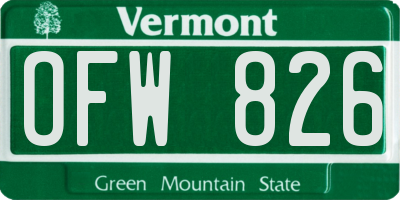 VT license plate OFW826