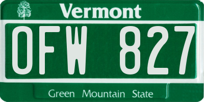 VT license plate OFW827