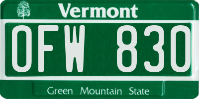 VT license plate OFW830