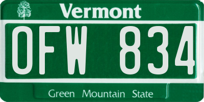 VT license plate OFW834