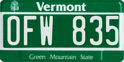 VT license plate OFW835