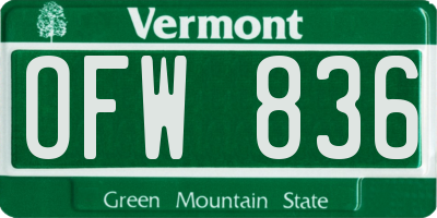 VT license plate OFW836