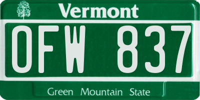VT license plate OFW837
