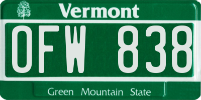 VT license plate OFW838