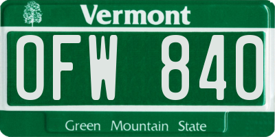 VT license plate OFW840