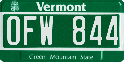 VT license plate OFW844