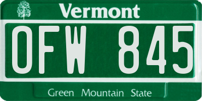 VT license plate OFW845