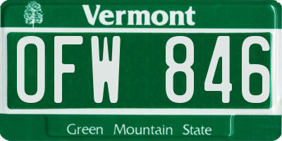 VT license plate OFW846