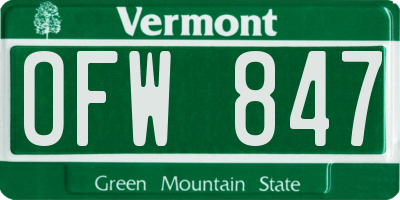 VT license plate OFW847