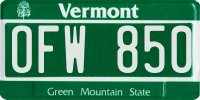 VT license plate OFW850