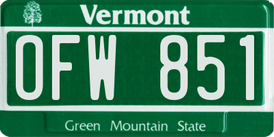 VT license plate OFW851