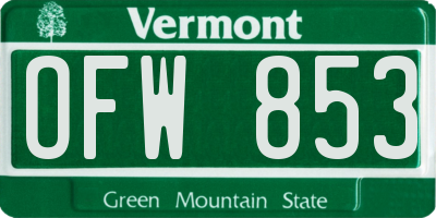VT license plate OFW853
