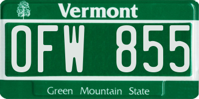 VT license plate OFW855
