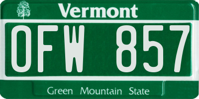 VT license plate OFW857