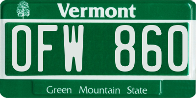 VT license plate OFW860
