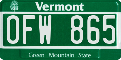 VT license plate OFW865