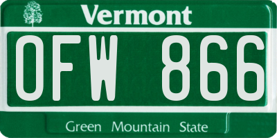 VT license plate OFW866