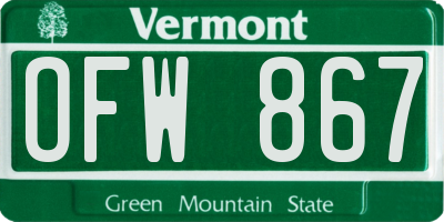 VT license plate OFW867