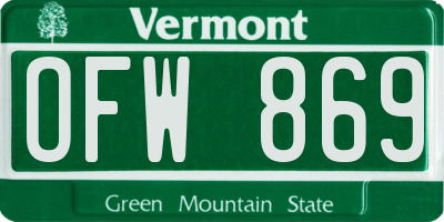 VT license plate OFW869
