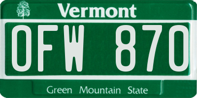 VT license plate OFW870