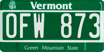 VT license plate OFW873