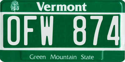 VT license plate OFW874