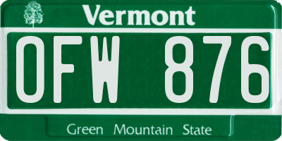 VT license plate OFW876