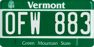 VT license plate OFW883