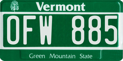 VT license plate OFW885