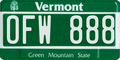 VT license plate OFW888