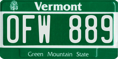 VT license plate OFW889
