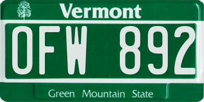 VT license plate OFW892