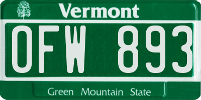 VT license plate OFW893