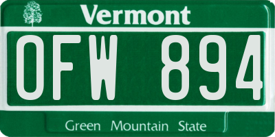 VT license plate OFW894