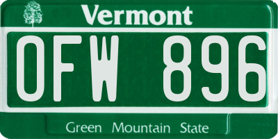 VT license plate OFW896