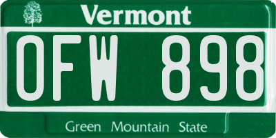 VT license plate OFW898