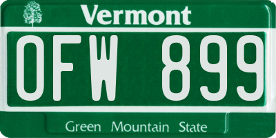 VT license plate OFW899