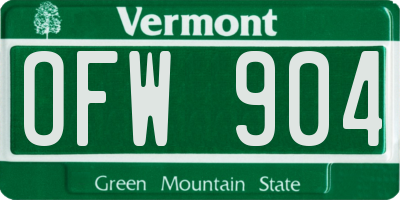 VT license plate OFW904