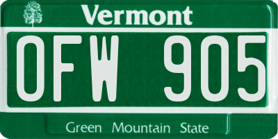 VT license plate OFW905