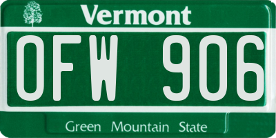 VT license plate OFW906