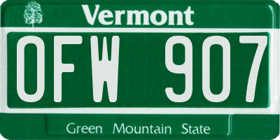 VT license plate OFW907