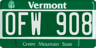 VT license plate OFW908