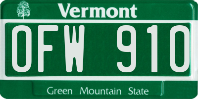 VT license plate OFW910