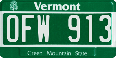 VT license plate OFW913