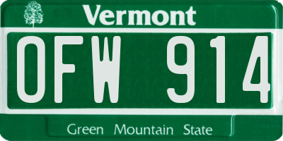 VT license plate OFW914