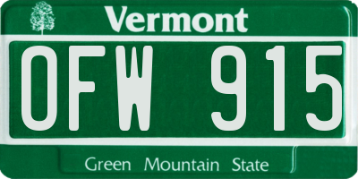 VT license plate OFW915