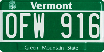 VT license plate OFW916