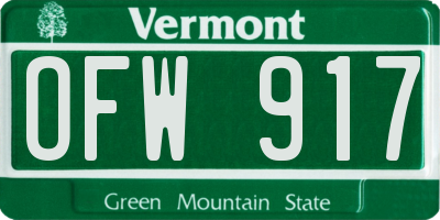 VT license plate OFW917