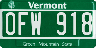 VT license plate OFW918