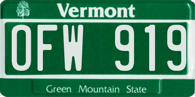 VT license plate OFW919